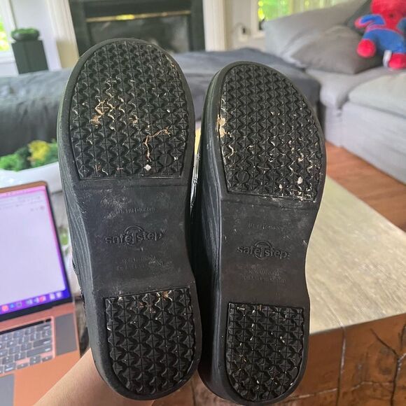 SafeTStep Black Crock Print Nurse Chef Clog Shoes sz 7 - Picture 5 of 6